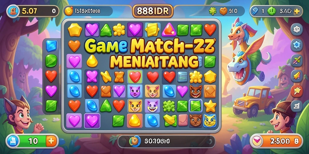 Screenshot gameplay 888IDR yang menampilkan level Match-3 yang menantang.