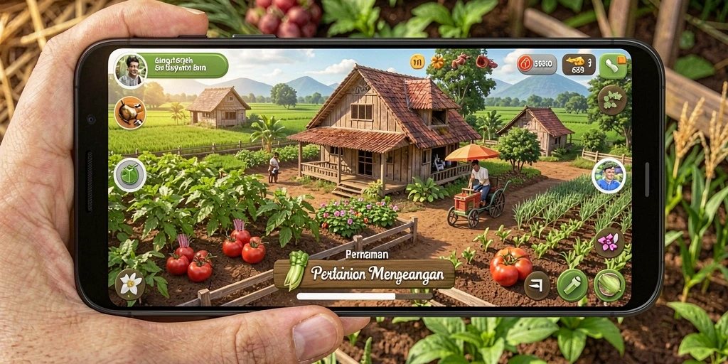 Tampilan gameplay pertanian yang menarik dan penuh warna dalam G668.