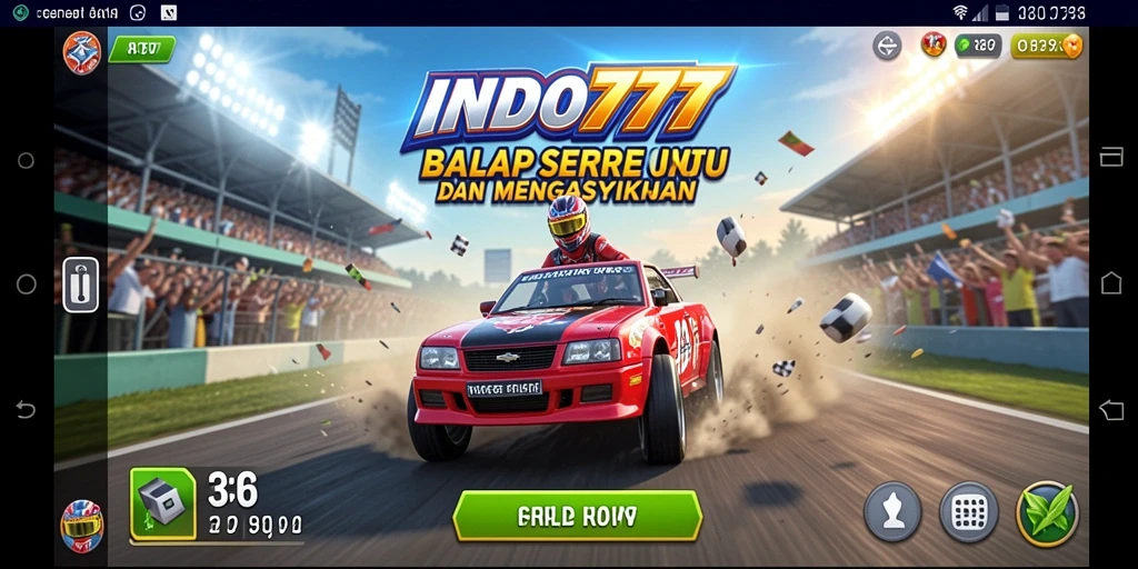 Tampilan gameplay seru dari balapan INDO777 yang memukau.