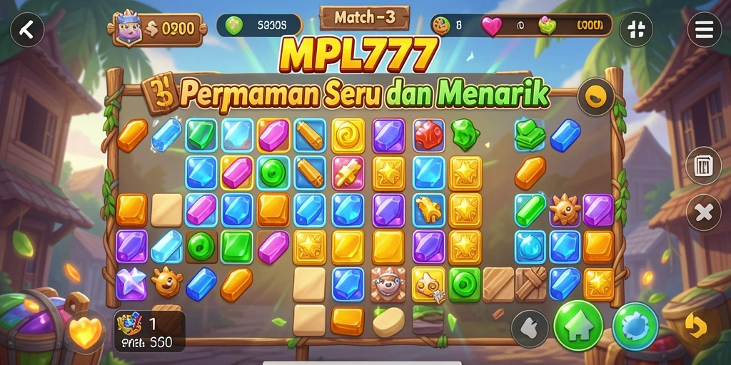 Tampilan screenshot utama MPL777 menampilkan gameplay Match-3 yang mengasyikkan.
