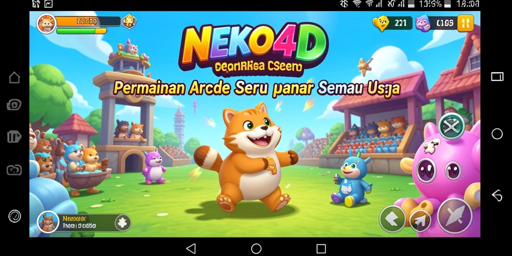 Screenshot utama NEKO4D menampilkan aksi gameplay Arcade yang mendebarkan.