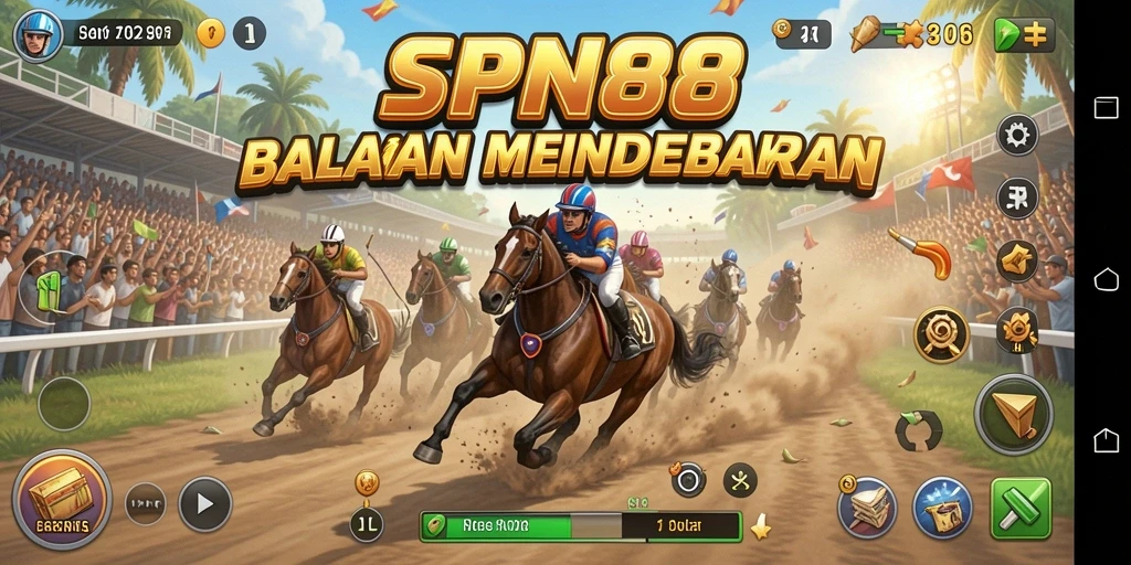 Tampilan gameplay balapan yang mendebarkan di SPN88.
