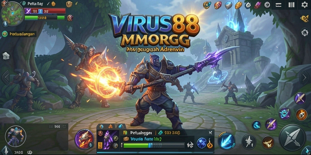 Tampilan gameplay VIRUS88 yang epik dan mendebarkan dalam dunia MMORPG.
